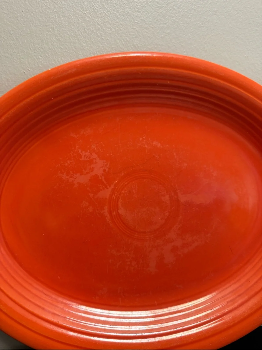Vintage Fiestaware Red/Orange Ceramic Oval Serving Platter - Home Dining
